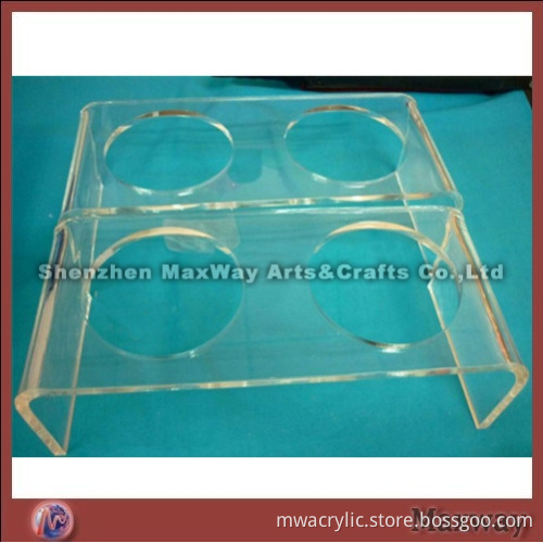 Clear Acrylic Pet Double Bowl Stand Holder